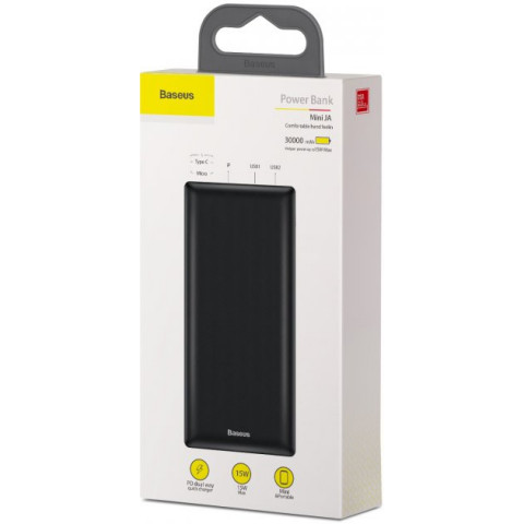 Універсальна мобільна батарея Baseus Mini JA Fast charge 3A 30000mAh 15 W Black (PPJAN-C01) Купити в Україні