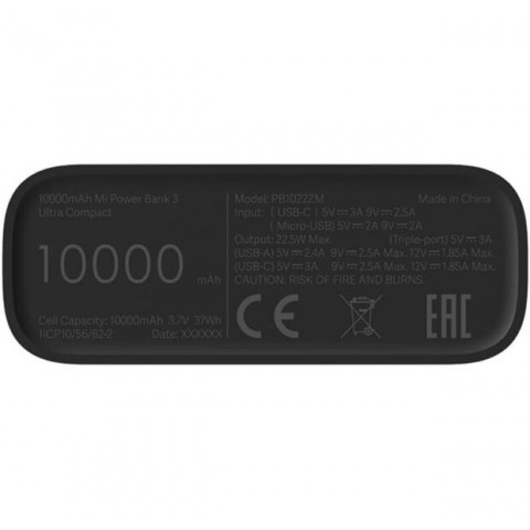 Універсальна мобільна батарея Xiaomi Power Bank 3 Ultra Compact Black 10000mAh (PB1022ZM) Black Купити в Україні