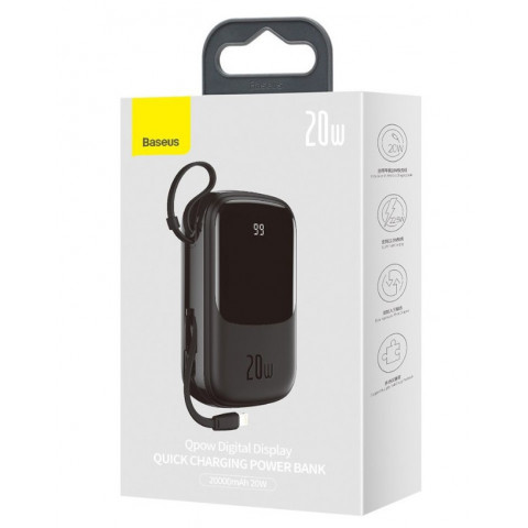 Універсальна мобільна батарея Baseus Qpow Digital Display Quick Charging 20W 20000mAh Black (PPQD-H01) Купити в Україні