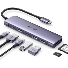 Мультипортовий адаптер UGREEN Revodok USB-C Hub 7-in-1 100W PD SD/TF Card Reader (15214)