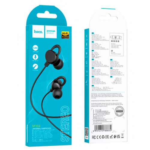 Навушники Hoco M103 Rhyme universal earphones with microphone Black Купити в Україні