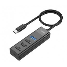 Мультипортовий адаптер Hoco HB25 Easy Mix Type-C to 1xUSB3.0, 3xUSB2.0 Black (6931474762429)