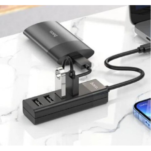 Мультипортовий адаптер Hoco HB25 Easy Mix Type-C to 1xUSB3.0, 3xUSB2.0 Black (6931474762429) Купити в Україні