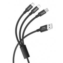 Кабель HOCO X14 3-in-1 Times speed charging cable iP+Micro+Type-C Black (6931474719157)