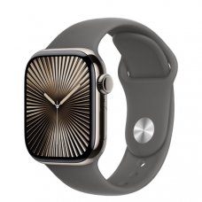 Смарт-годинник Apple Watch Series 10 GPS + Cellular 46mm Natural Titanium Case w. Stone Grey Sport Band - M/L (MWYA3)