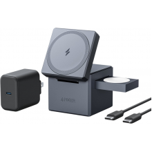 Бездротовий зарядний пристрій Anker MagGo Wireless Charging Station 15W 3-in-1 Cube Black (Y1811G11)