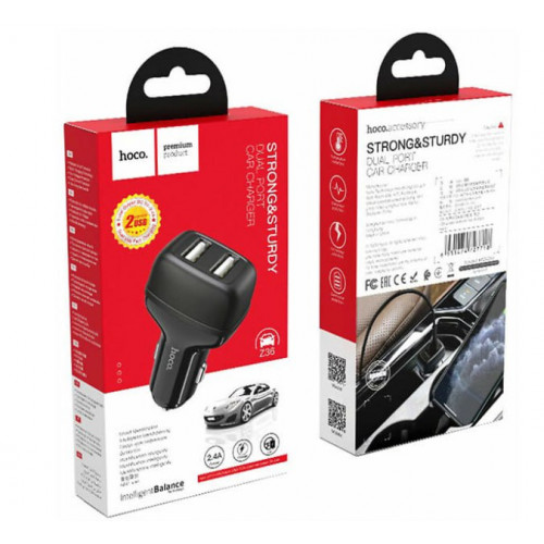 Автомобільний зарядний пристрій Hoco Z36 Leader 2USB 2.4A Black