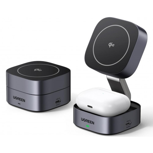 Бездротовий зарядний пристрій UGREEN 2-in-1 MagSafe 25w Qi2 Magnetic Wireless Charger Купити в Україні
