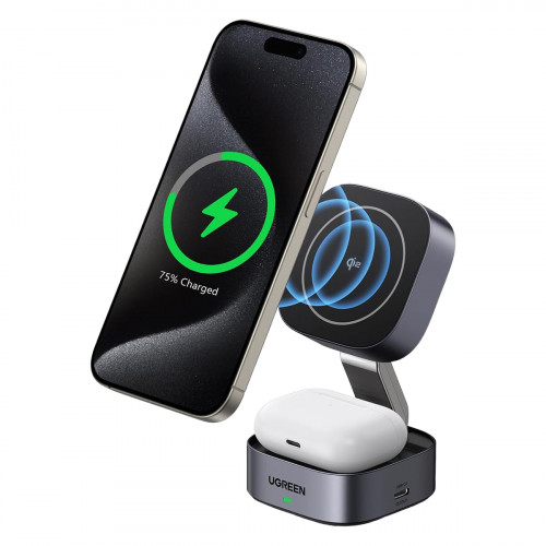 Бездротовий зарядний пристрій UGREEN 2-in-1 MagSafe 25w Qi2 Magnetic Wireless Charger Купити в Україні