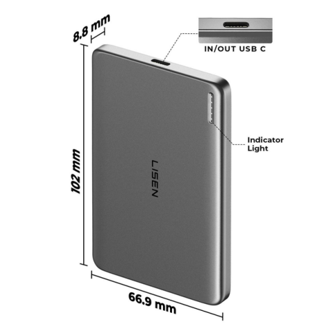 Універсальна батарея LISEN Ultra Slim MagSafe 5000mAh Grey (P601) Купити в Україні