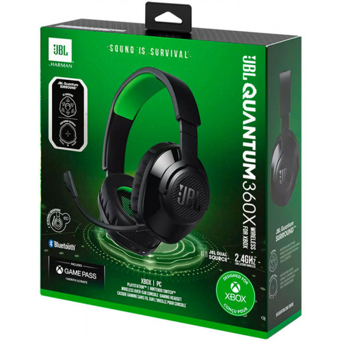 Навушники Bluetooth JBL Quantum 360X Wireless for Xbox (JBLQ360XWLBLKGRN) Black/Green Купити в Україні