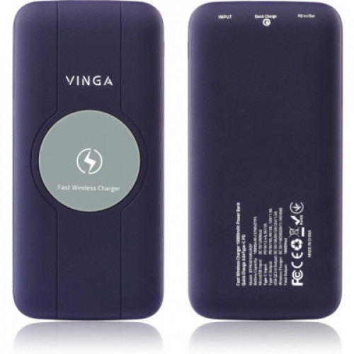 Універсальна мобільна батарея Vinga 10000 mAh Wireless QC3.0 PD soft touch purple (BTPB3510WLROP) Купити в Україні