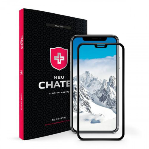 Захисне скло +NEU Chatel Full 3D Crystal with Mesh for iPhone 11/XR Front Black Купити в Україні