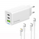 Мережевий зарядний пристрій ColorWay GaN Mini 65W PD Port PPS USB (USB-2C1A) White (CW-CHS058PDCL-WT) + кабель Type-C&Lightning