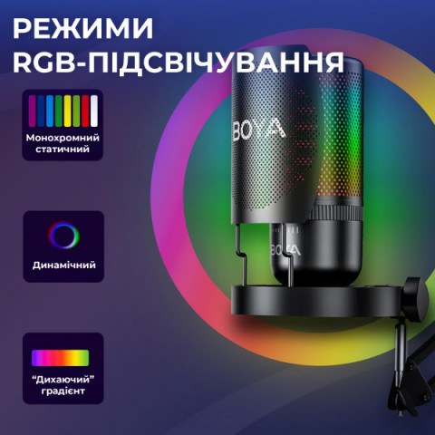 Мікрофон конденсаторний BOYA K3-02 RGB Black Купити в Україні