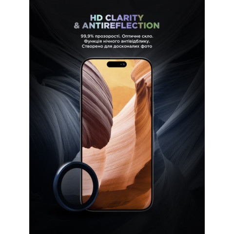 Захисне скло для камери ArmorStandart Supreme Black Icon для iPhone 15 Pro/15 Pro Max Blue Titanium (ARM76594)