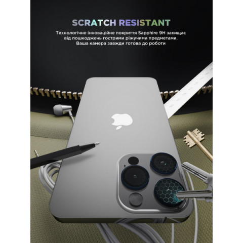 Захисне скло для камери ArmorStandart Supreme Black Icon для iPhone 15 Pro/15 Pro Max Blue Titanium (ARM76594)