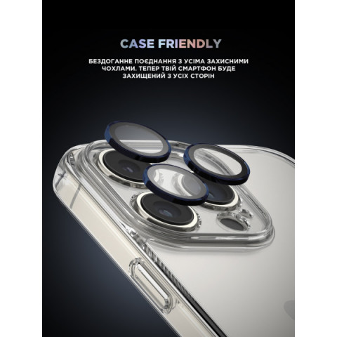 Захисне скло для камери ArmorStandart Supreme Black Icon для iPhone 15 Pro/15 Pro Max Blue Titanium (ARM76594)