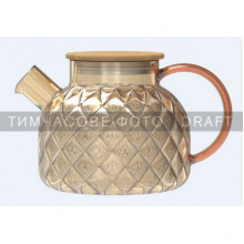Заварник Ardesto Golden Moon Diamond 1000мл, боросилікатне скло, бамбук, золотистий