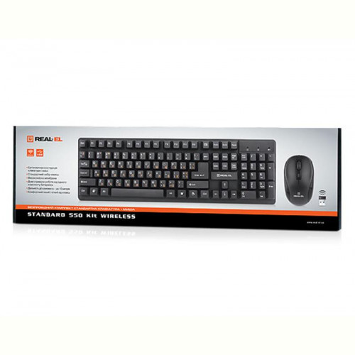 Комплект (клавіатура, мишка) бездротовий REAL-EL Standard 550 Kit Black USB