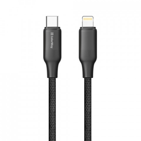 Кабель ColorWay USB Type-C - Lightning (M/M), TPE embossed, 3А, 2 м, Black (CW-CBPDCL102-BK)
