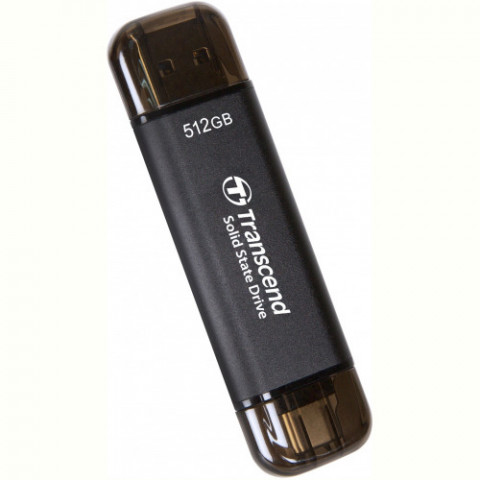 Накопичувач зовнішній SSD USB 3.1 Gen 2 Type-A/Type-C 512GB Transcend ESD310 Black (TS512GESD310C)
