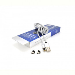 Магнітний кабель PiPo USB 2.0/Micro/Lighting/Type-C 2.0м Silver (18177)