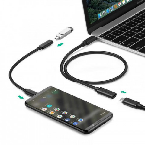 Кабель-подовжувач Ugreen US353 USB-C - USB-C (AM-AF), 1 м, Black (10387)