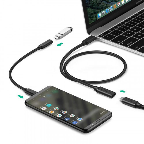 Кабель-подовжувач Ugreen US353 USB-C - USB-C (AM-AF), 1 м, Black (10387)