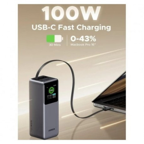 Зовнішній акумулятор Power Bank Ugreen 20000mAh 165W Gray (PB726)