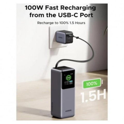Зовнішній акумулятор Power Bank Ugreen 20000mAh 165W Gray (PB726)