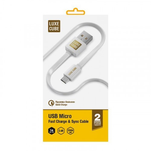 Кабель Luxe Cube Flat USB-microUSB, 1м, білий (2231252967010)