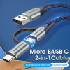 Кабель Vention USB - microUSB+USB Type-C, 1 m, Black (CQEHF)