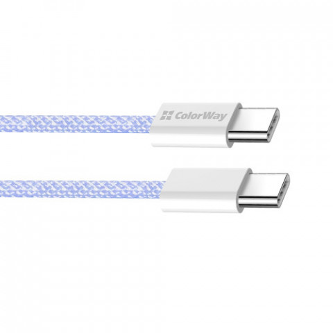 Кабель ColorWay USB Type-C + USB Type-C (M/M), 3.0 А, 1 м, Purple (CW-CBPDCC061-PU)