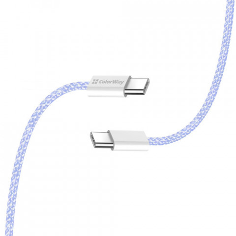 Кабель ColorWay USB Type-C + USB Type-C (M/M), 3.0 А, 1 м, Purple (CW-CBPDCC061-PU)