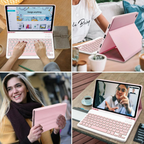 Чохол з бездротовою клавіатурою BeCover для Samsung Galaxy Tab A9 SM-X115 Pink (712359)