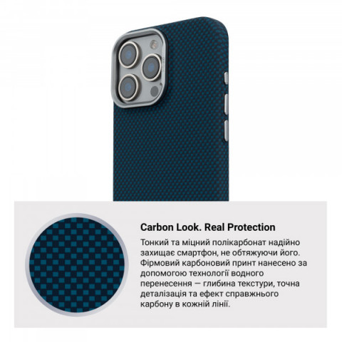 Чохол ArmorStandart LikeCarbon2 MagCase для Apple iPhone 16 Pro Max Kevlar Dark Blue (ARM88593)
