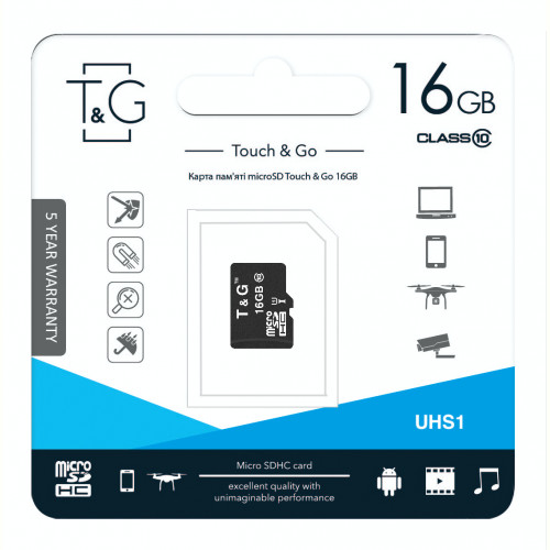 Карта пам`ятi MicroSDHC 16GB UHS-I Class 10 T&G (TG-16GBSD10U1-00)