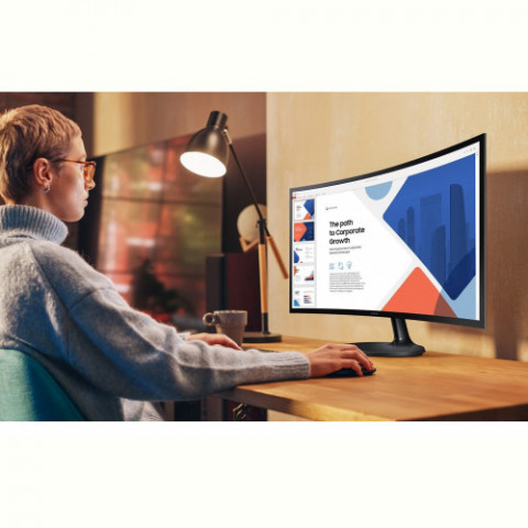 Монiтор Samsung 24" Essential S3 LS24D360 (LS24D360GAIXUA) VA Black Curved 100Hz