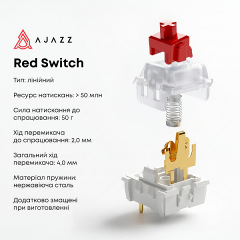 Дротова механічна клавіатура Ajazz AK820 Red Switch White (AK820-R-W) Купити в Україні