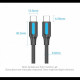 Кабель Vention USB Type-C - USB Type-C (M/M), TPE Round PD 100 W, 5 A, 1.5 м, Black (COTBG)