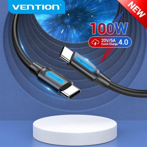 Кабель Vention USB Type-C - USB Type-C (M/M), TPE Round PD 100 W, 5 A, 1.5 м, Black (COTBG)