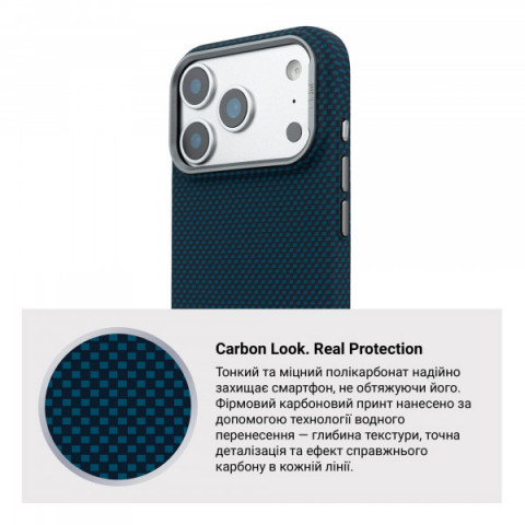 Чохол ArmorStandart LikeCarbon2 MagCase для Apple iPhone 17 Pro Kevlar Dark Blue (ARM88554)