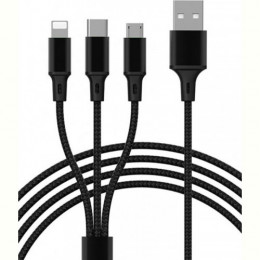 Кабель Proda PD-B92th USB - Lightning/microUSB/USB-C 2.4А, 1.3м, Black (PD-B92th-BK)