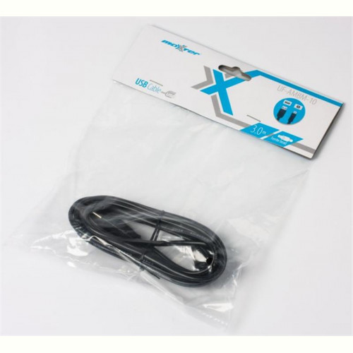 Кабель Maxxter (UF-AMBM-10) USB 2.0 AM - USB 2.0 BM, 3м, феритовий фільтр, пакет