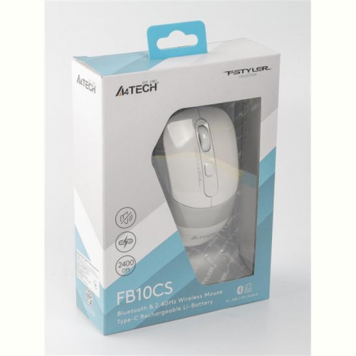 Мишка бездротова A4Tech Fstyler FB10CS Grayish White USB