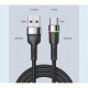 Кабель Essager Colorful LED USB - USB Type-C (M/M), 1 м Black (EXCT-XCD01)