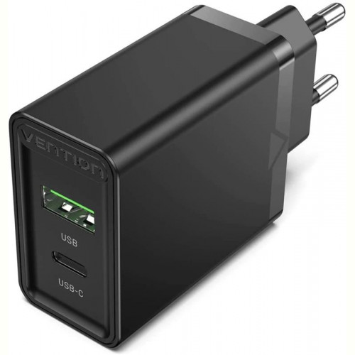 Мережевий зарядний пристрій Vention USB Type C + QC4.0 (18-20W) Black (FBBB0-EU)