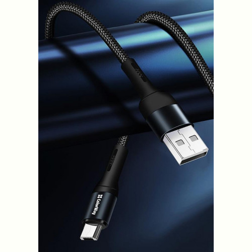 Кабель ColorWay USB-microUSB, nylon, 2.4А, 1м, Black (CW-CBUM045-BK)