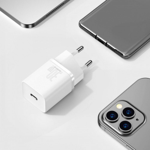 МЗП Baseus Super Silicone Quick Charger 30W (Type-C) white Купити в Україні